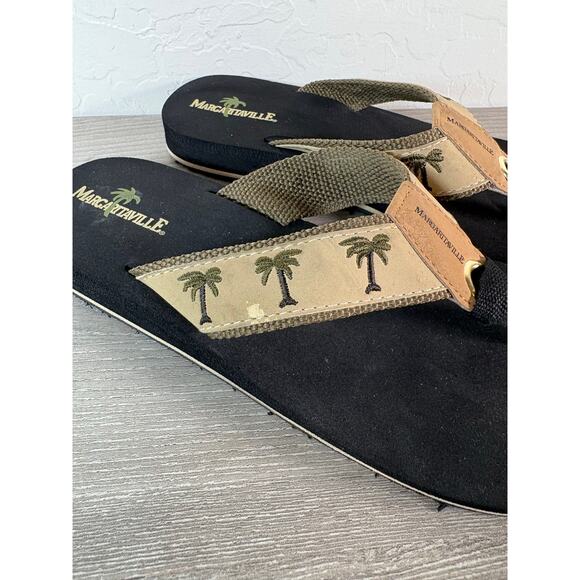 Margaritaville Flip Flops Women 8 Green Cushioned Thong Sandal Breezy Palm Trees - Picture 4 of 7